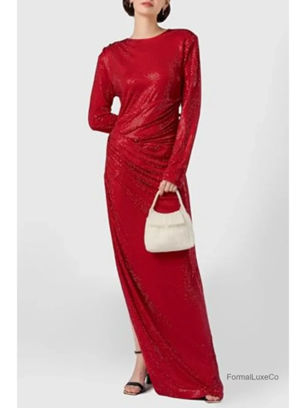 Imitation Pearl Bucket Evening Bag with Flap Closure for Party Wedding